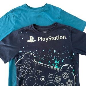 Boys PlayStation Shirt | Large | Blue Tee Shirt Bundle (2 Pack)